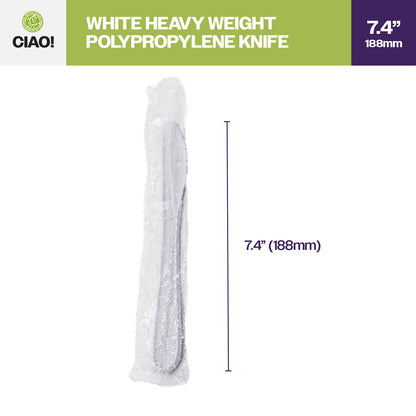 CIAO! Heavy Weight White Knife Polypropylene Individually Wrapped (Case of 1,000)