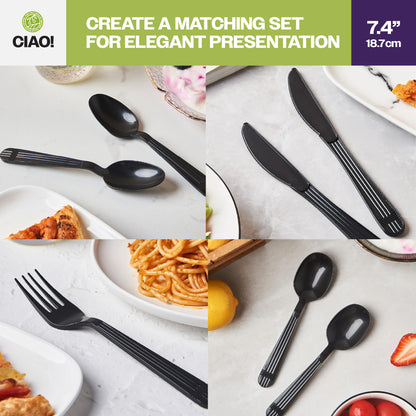 CIAO! Heavy Duty Black Polypropylene Disposable Knives, Foodservice Bulk Pack – 1,000 Count