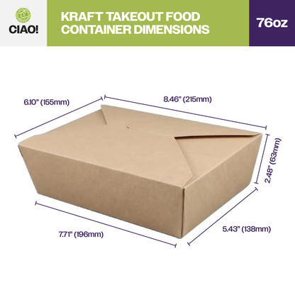 CIAO! Kraft Take Out Microwavable Food Containers, #3 76 oz (200/case)