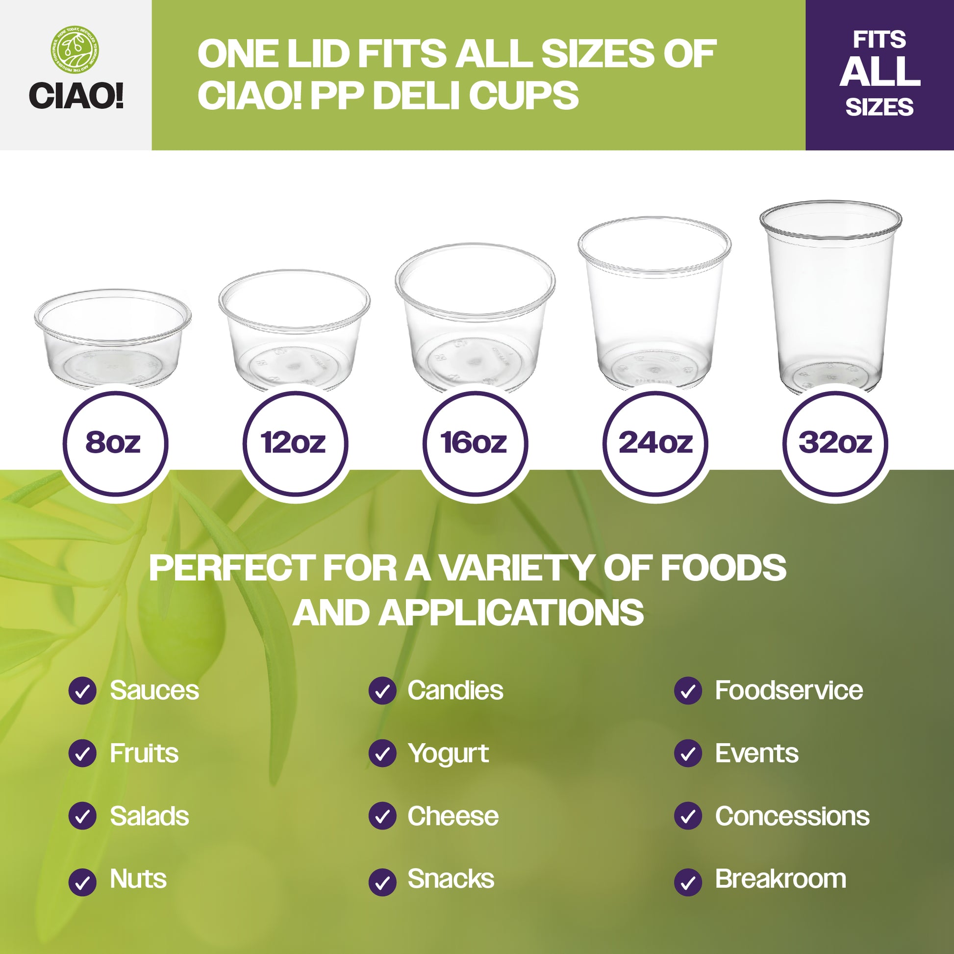 Different sizes of lid for different portion cups 