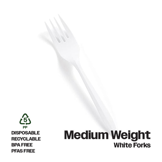 CIAO! Medium Weight Disposable White Fork Polypropylene (Case of 1,000)