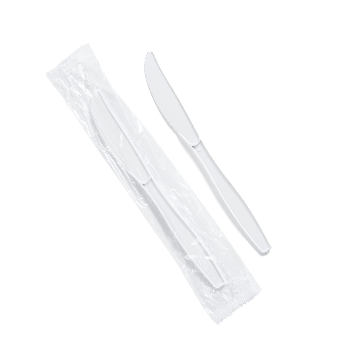 CIAO! Medium Weight Disposable White Knife Polypropylene Individually Wrapped (Case of 1,000)