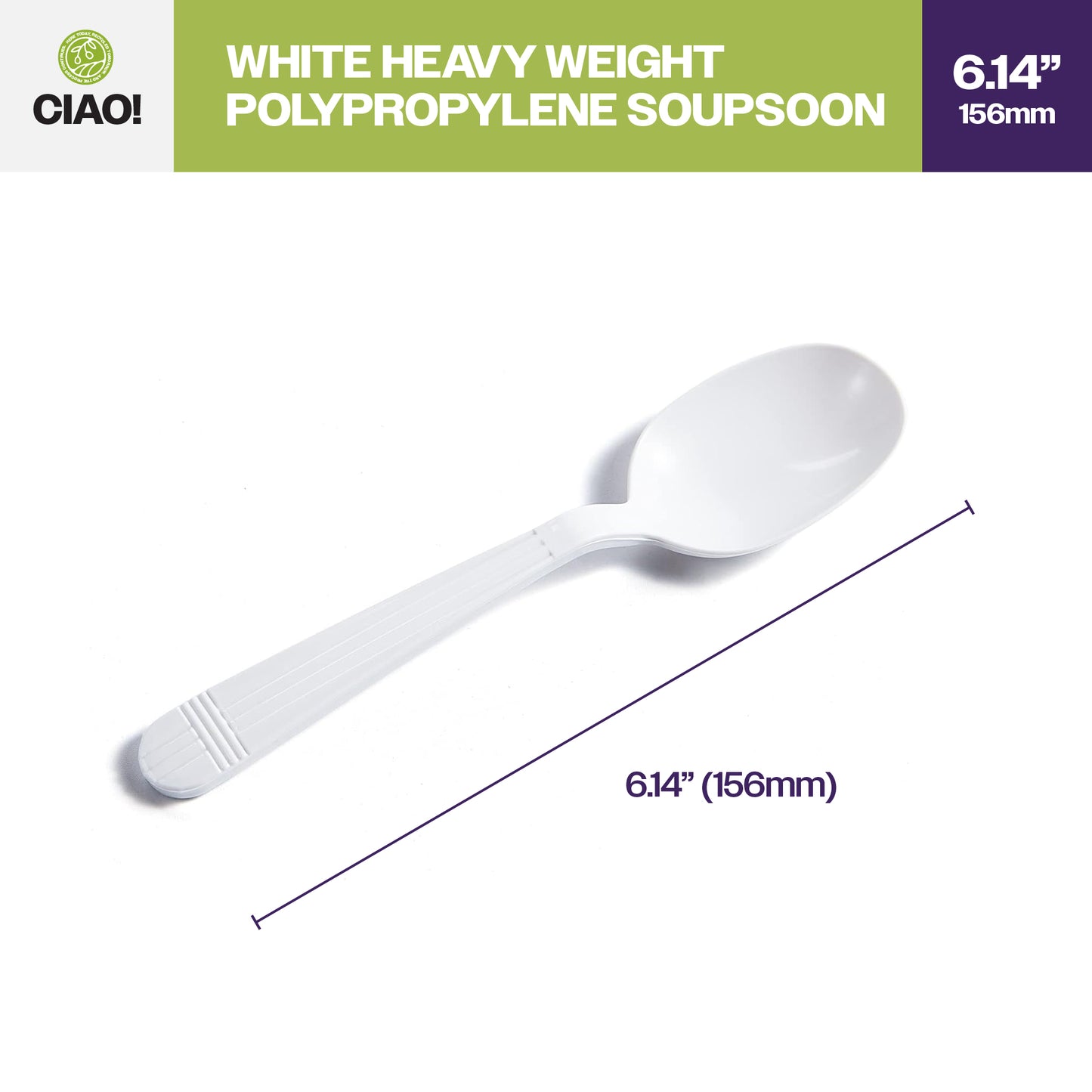 CIAO! Heavy Weight Disposable White Soupspoons Polypropylene (Case of 1,000)