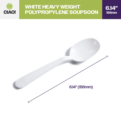 CIAO! Heavy Weight Disposable White Soupspoons Polypropylene (Case of 1,000)