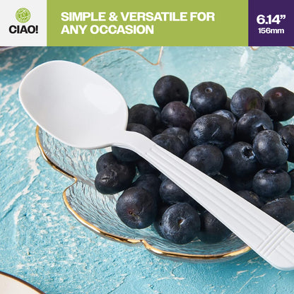 CIAO! Heavy Weight Disposable White Soupspoons Polypropylene (Case of 1,000)