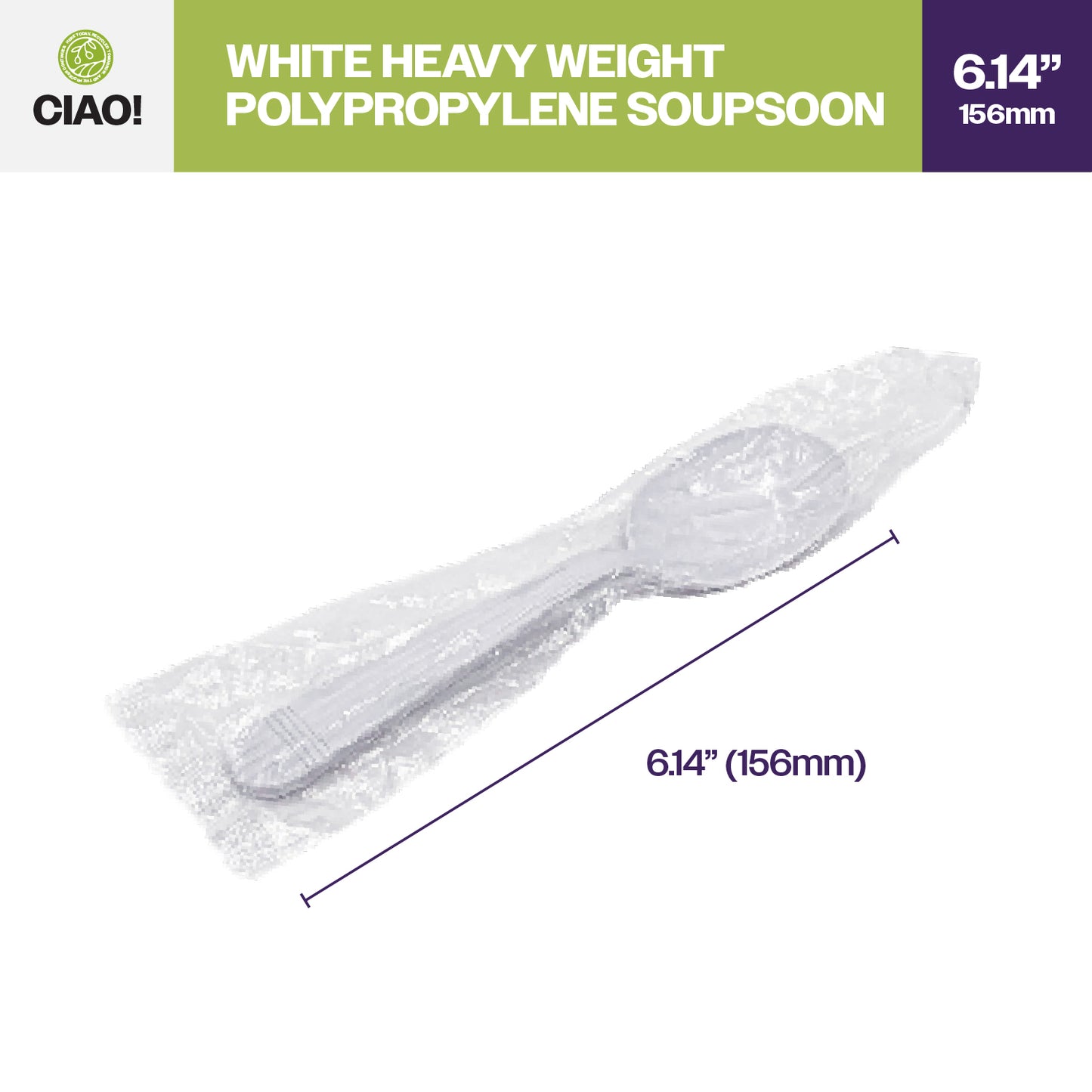 CIAO! Heavy Weight White Soupspoons Polypropylene Individually Wrapped (Case of 1,000)