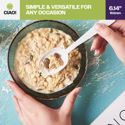 CIAO! Heavy Weight White Soupspoons Polypropylene Individually Wrapped (Case of 1,000)