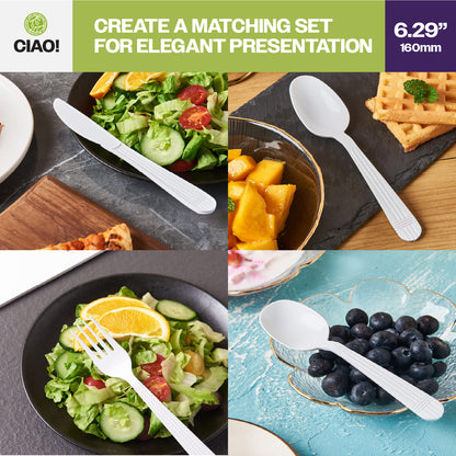 CIAO! Heavy Weight Disposable White Teaspoons Polypropylene Individually Wrapped (Case of 1,000)